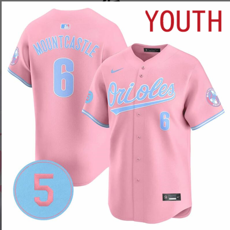 Youth  Baltimore Orioles  #6 Mountcastle pink 2024 Nike MLB jersey
